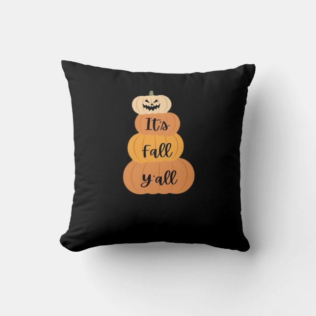 It’s Fall Y’all Pumpkin Autumn Halloween Design Fu Cushion (Front)