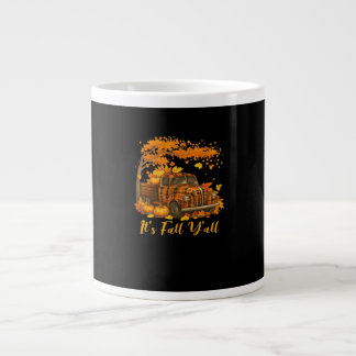 It’s Fall Y’all Pumpkin Autumn Tree Hello Fall Cre Large Coffee Mug