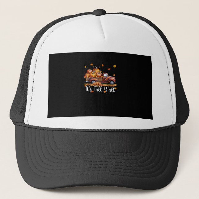 It’s Fall Y’all Pumpkin Autumn Tree Hello Fall Min Trucker Hat (Front)