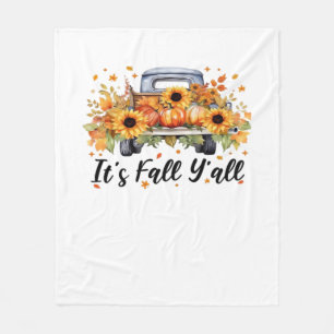 It’s Fall Y’all Pumpkin Autumn Tree Hello Fall Wom Fleece Blanket
