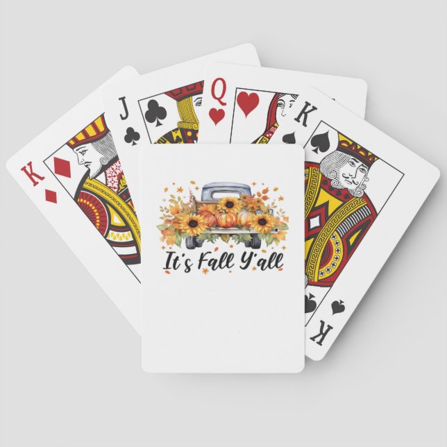 It’s Fall Y’all Pumpkin Autumn Tree Hello Fall Wom Playing Cards (Back)