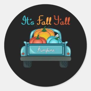 It’s Fall Y’all Pumpkin Cool Unique Classic Round Sticker