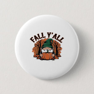 It’s Fall Y’all Pumpkin Gnome Autumn Retro Classic 6 Cm Round Badge