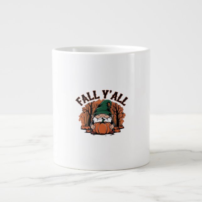 It’s Fall Y’all Pumpkin Gnome Autumn Retro Classic Large Coffee Mug (Front)
