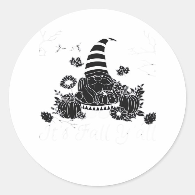It’s Fall Y’all Pumpkin Gnome Autumn Tree Hello Fa Classic Round Sticker (Front)