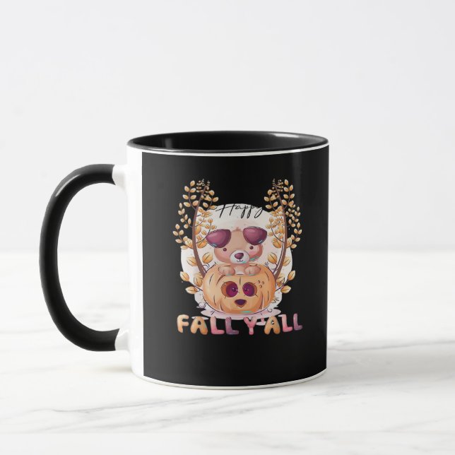 It’s Fall Y’all Pumpkin Halloween Cat Autumn Mug (Left)