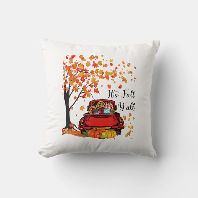 It’s Fall Y’all Pumpkin Leopard Fall Season Autumn Cushion (Front)
