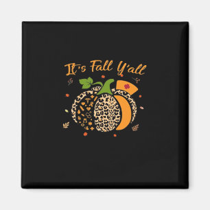 It’s Fall Y’all Pumpkin Leopard Nurse Halloween Magnet