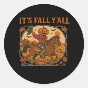 It’s Fall Y’all Pumpkin Minimal Clean Classic Round Sticker