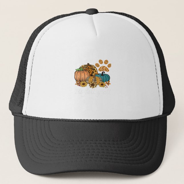 It’s Fall Y’all Pumpkin Minimal Clean Trucker Hat (Front)
