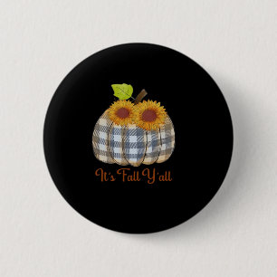 It’s Fall Y’all Pumpkin Plaid Design Halloween Fun 6 Cm Round Badge