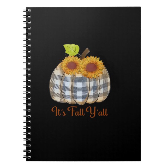 It’s Fall Y’all Pumpkin Plaid Design Halloween Fun Notebook (Front)