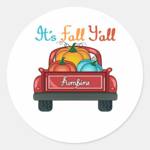 It’s Fall Y’all Pumpkin Red Classic Round Sticker