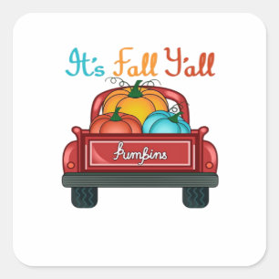 It’s Fall Y’all Pumpkin Red Square Sticker