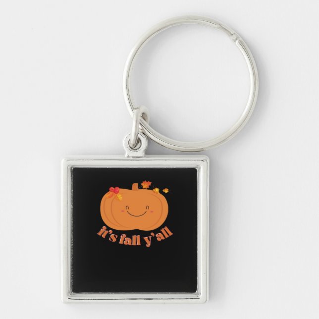 It’s Fall Y’all Pumpkin Retro Classic Key Ring (Front)