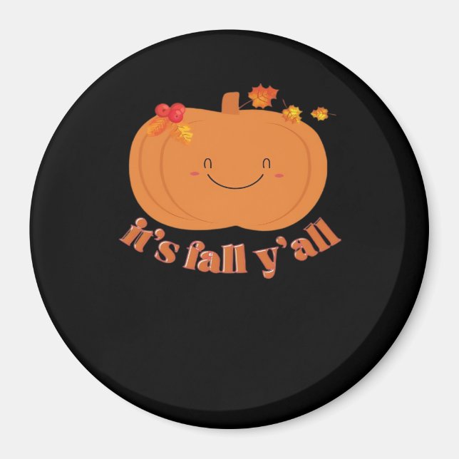 It’s Fall Y’all Pumpkin Retro Classic Magnet (Front)