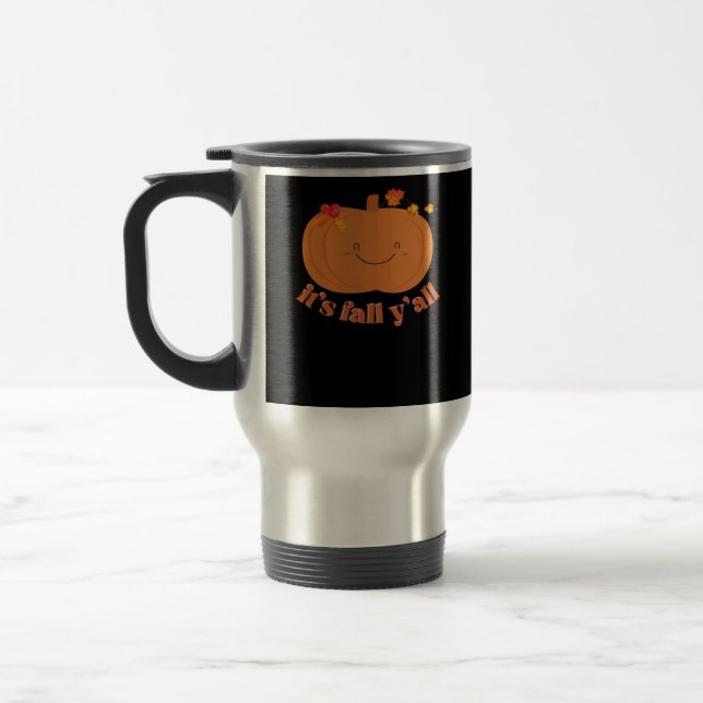 It’s Fall Y’all Pumpkin Retro Classic Travel Mug (Left)