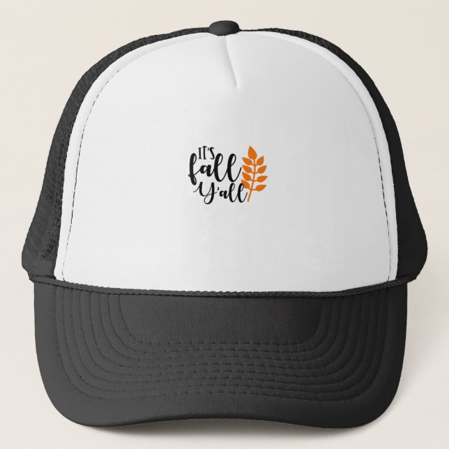 It’s Fall Y’all, Pumpkin Spice, Autumn Leaves, Hal Trucker Hat (Front)
