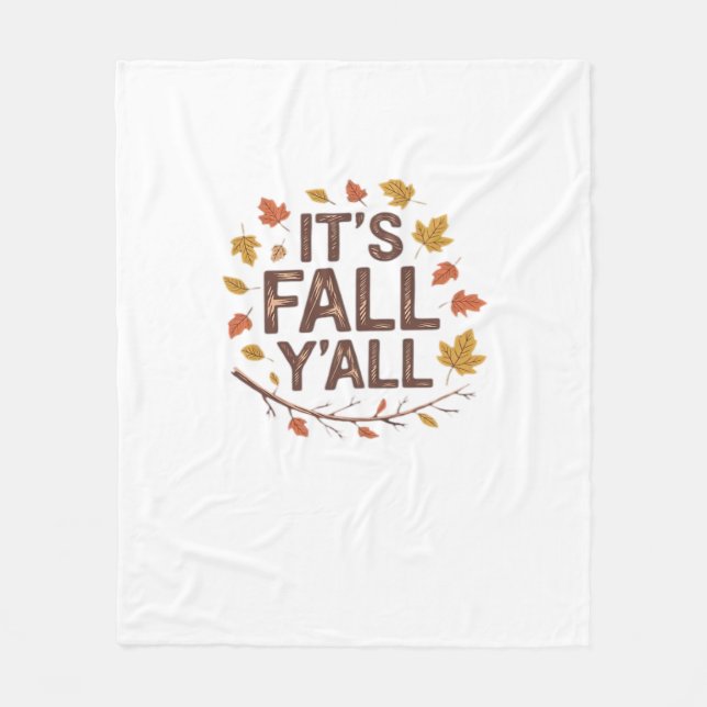 It’s Fall Y’all Retro Classic Design Fleece Blanket (Front)