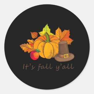 It’s Fall Y’all Retro Style Classic Round Sticker