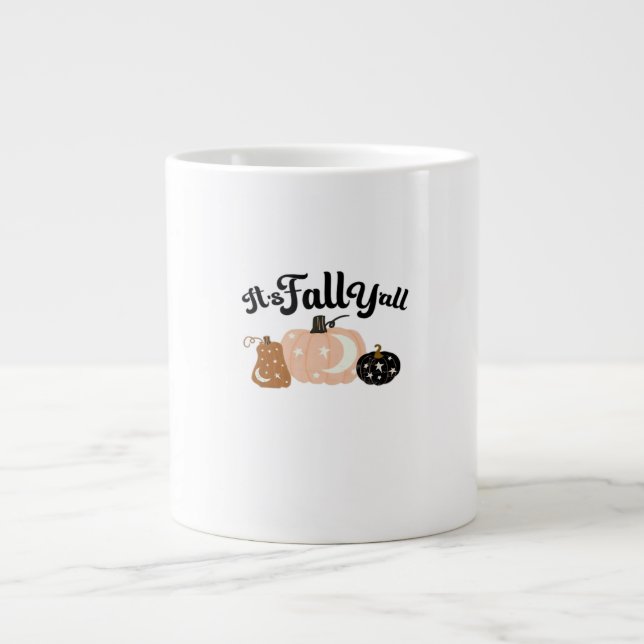 It’s Fall Y’all With Moons Beautiful Halloween Des Large Coffee Mug (Front)