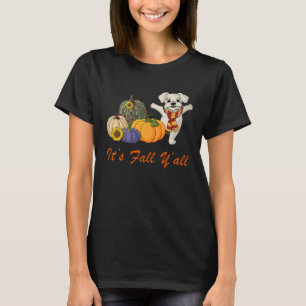 It s Fall Y all Yellow Maltipoo Dog Leopard Pumpki T-Shirt