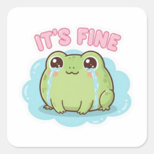 It’s Fine Frog Sticker Cute Crying Frog Meme Kawai
