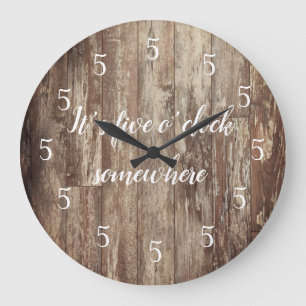 It’s Five O’clock Somewhere Shiplap  Large Clock
