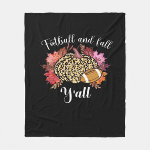 It’s Football And Fall Y’all Pumpkin Leopard Autum Fleece Blanket