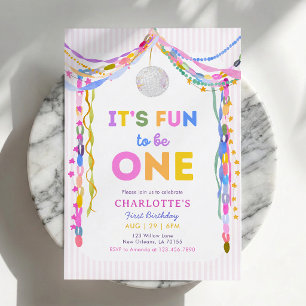 It’s Fun to Be One Paper Garland First Birthday  Invitation