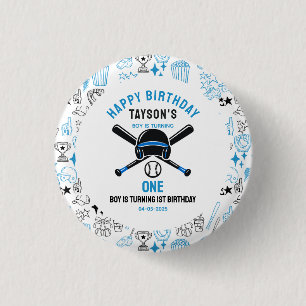 It’s Game Time Baseball 1st Birthday – Fun Kids  3 Cm Round Badge