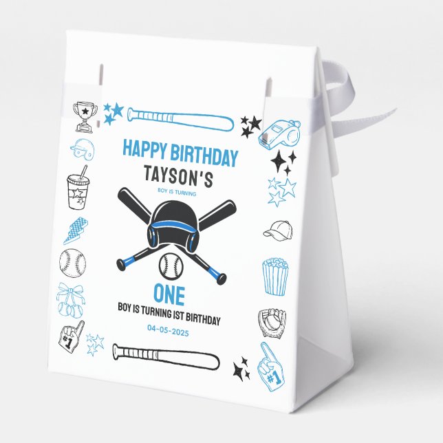 It’s Game Time Baseball 1st Birthday – Fun Kids  Favour Box (Back Side)