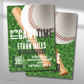 It’s Game Time Baseball Sports Birthday Invitation