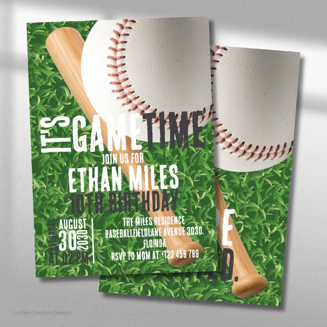 It’s Game Time Baseball Sports Birthday Invitation (Creator Uploaded)