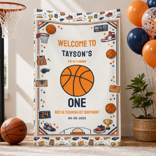 It’s Game Time Basketball 1st Birthday Rookie Year Banner
