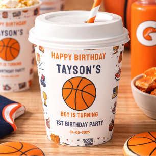 It’s Game Time Basketball 1st Birthday Rookie Year Paper Cups