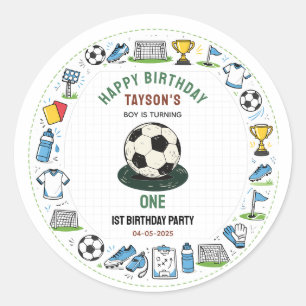 It’s Game Time football 1st Birthday – Fun Kids  Classic Round Sticker