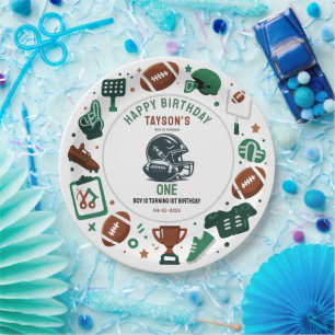 It’s Game Time football 1st Birthday – Fun Kids  Paper Plate