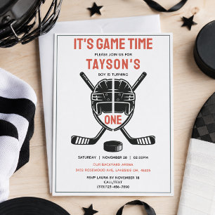 It’s Game Time Hockey 1st Birthday Party Invitation