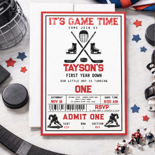 It’s Game Time Hockey 1st Birthday Party Invitation