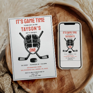 It’s Game Time Hockey 1st Birthday Party Invitation