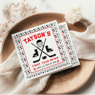 It’s Game Time Hockey 1st Birthday Party Napkin