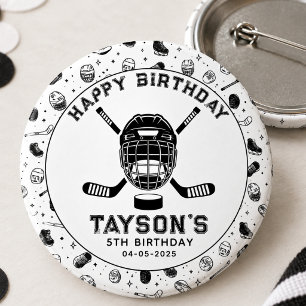 It’s Game Time Hockey 5th Birthday Party 3 Cm Round Badge
