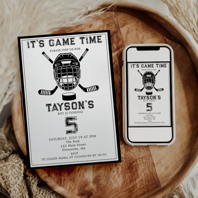 It’s Game Time Hockey 5th Birthday Party  Invitation (Creator Uploaded)