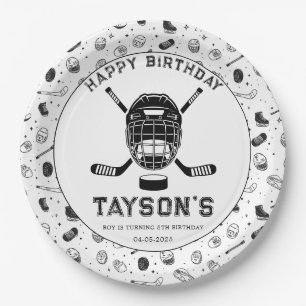 It’s Game Time Hockey 5th Birthday Party  Paper Plate