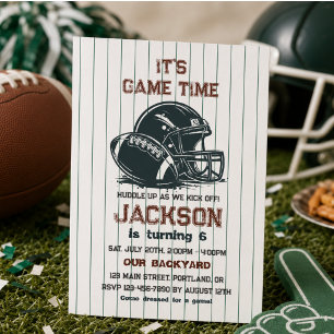 It’s game time! Kick off football birthday kids Invitation