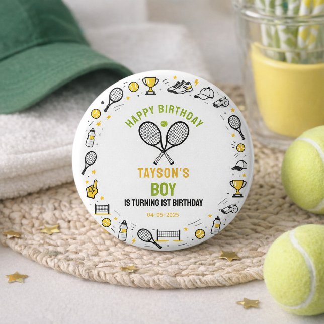 It’s Game Time Tennis 1st Birthday – Fun Kids  3 Cm Round Badge (It’s Game Time Tennis 1st Birthday – Fun Kids Button
)