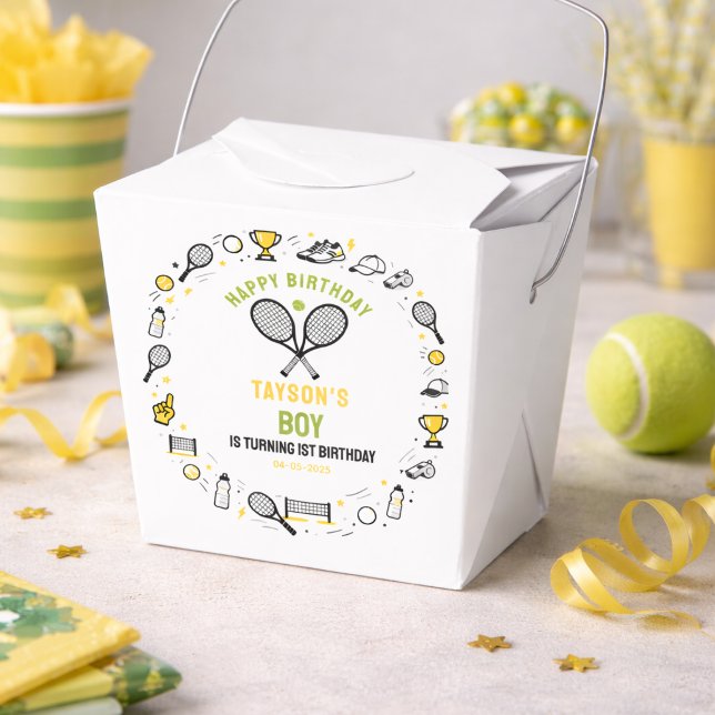 It’s Game Time Tennis 1st Birthday – Fun Kids  Favour Box (It’s Game Time Tennis 1st Birthday – Fun Kids Favor Boxes
)