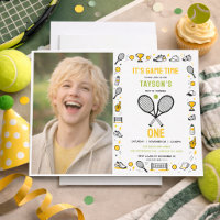 It’s Game Time Tennis 1st Birthday Photo – Fun Kid