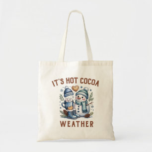 It’s Hot Cocoa Weather Snowman Christmas Holiday Tote Bag